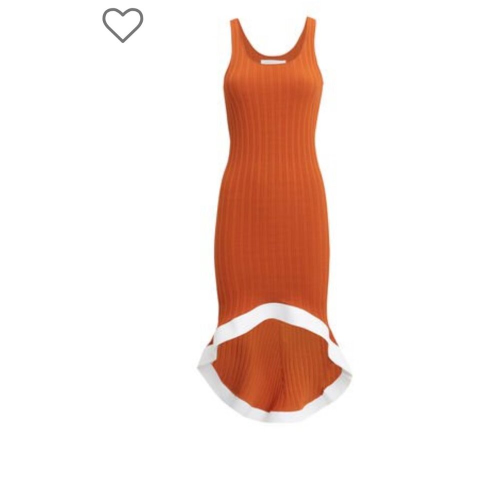 Esteban Cortazar Rust Ribbed Knit Dress